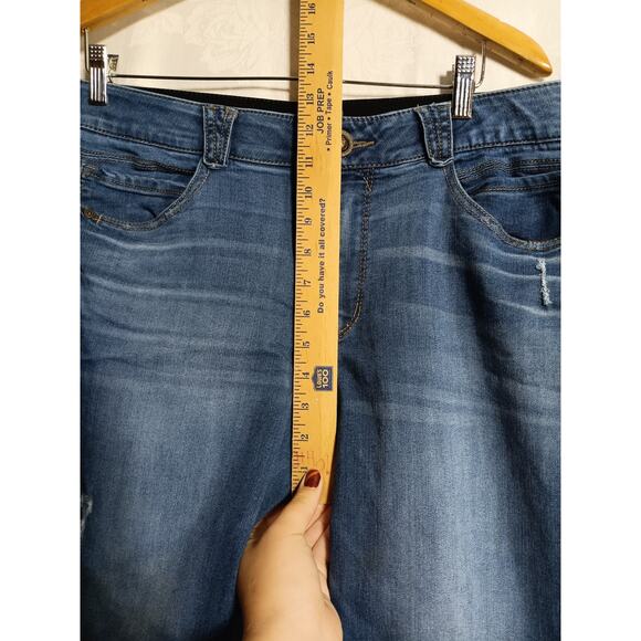 Democracy Jeans 16 AB Solution Blue Denim Straight Leg Elastic Waist Comfort - Picture 9 of 16